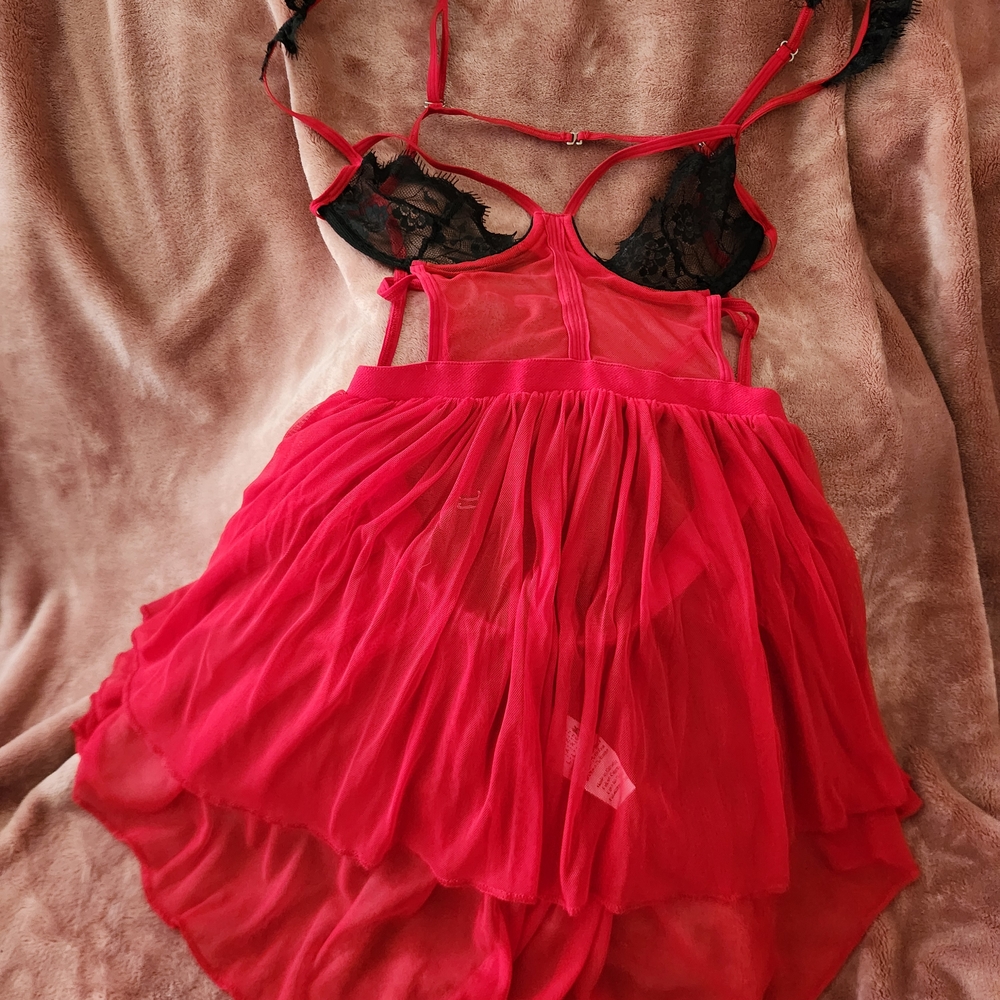 Yandy Red Sheer Lace Babydoll